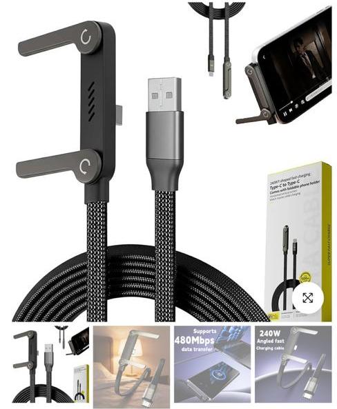 2-in-1 Invisible Holder Charger Cable with Stand Fast Charging