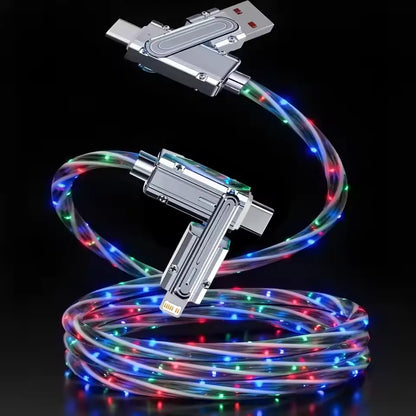 240W LED Luminous USB Cable 4 in 1 Fast Charging