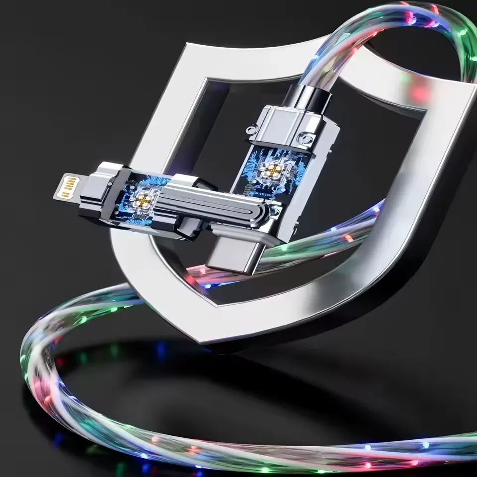 240W LED Luminous USB Cable 4 in 1 Fast Charging